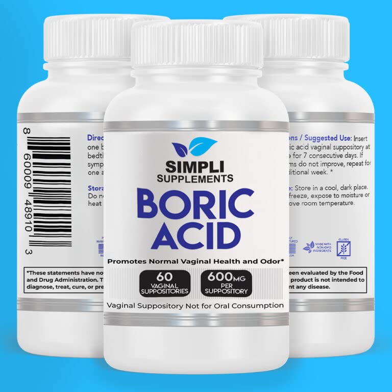 Simpli Supplements 60 Boric Acid Suppositories - Modern Support & Ancient Remedy - Scientifically Simpli Supplements uk supplements