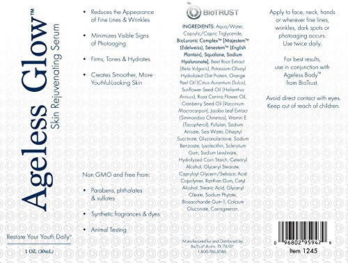 BioTrust Ageless Glow Anti Aging Moisturizer, Skin Brightening Serum with Vitamin C BioTrust uk supplements