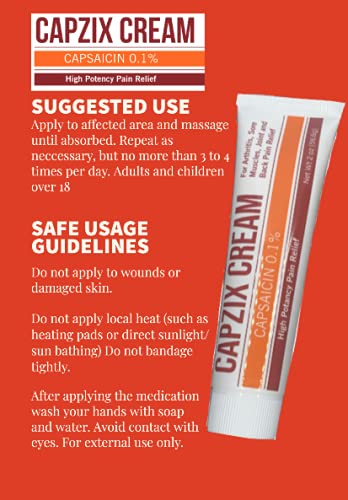 Capzix Cream for Pain Relief 2 OZ Capsaicin .1% High Potency/ Maximum Strength CAPZIX CREAM uk supplements