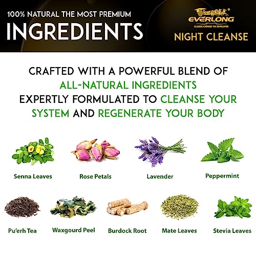 EVERLONG Detox Tea 28 Day Morning Boost Tea and Night Cleanse Tea, Burn Fat and Boost EVERLONG uk supplements