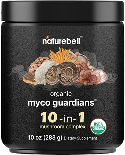 NatureBell Organic Myco Guardians 10 in 1 Mushroom Powder, 10oz | Fresh Superfood NatureBell uk supplements