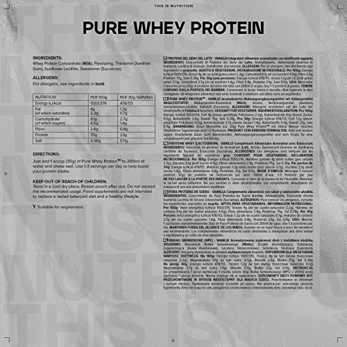 Bulk Pure Whey Protein Powder Shake, Vanilla, 500 g, Packaging May Vary Bulk uk supplements