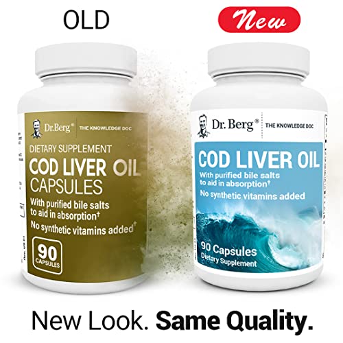 Dr. Berg Cod Liver Oil Capsules from Wild Caught Cod - No Smells or Bad Aftertaste Dr. Berg Nutritionals uk supplements