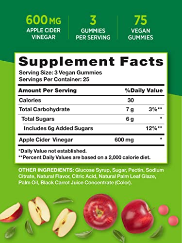 Nature's Truth Apple Cider Vinegar Gummies | 600 mg | 75 Gummies | Natural Apple Flavor Nature's Truth uk supplements