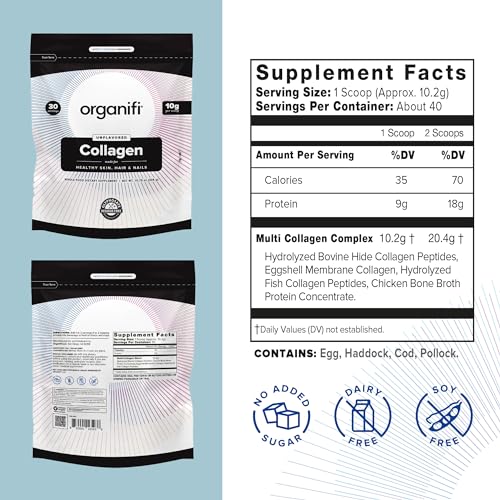 Organifi Collagen Powder - Fuller Hair, Stronger Nails, and Radiant Skin - Replenish Organifi uk supplements