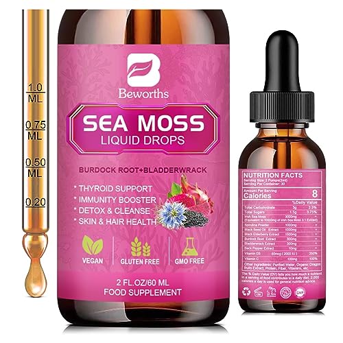 3000mg Sea Moss Liquid Drops - Black Seed Oil & Irish Sea Moss Gel B BEWORTHS uk supplements