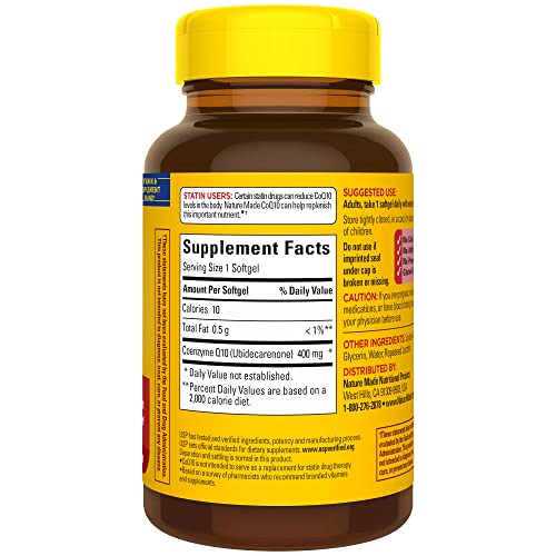 Nature Made CoQ10 400mg, Dietary Supplement for Heart Health Support, 40 Softgels Nature Made uk supplements