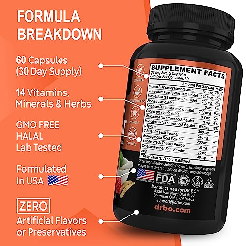 Thyroid Support for Women & Men Supplement - Natural Metabolism, Mood & Energy Enhancer DR. BO uk supplements