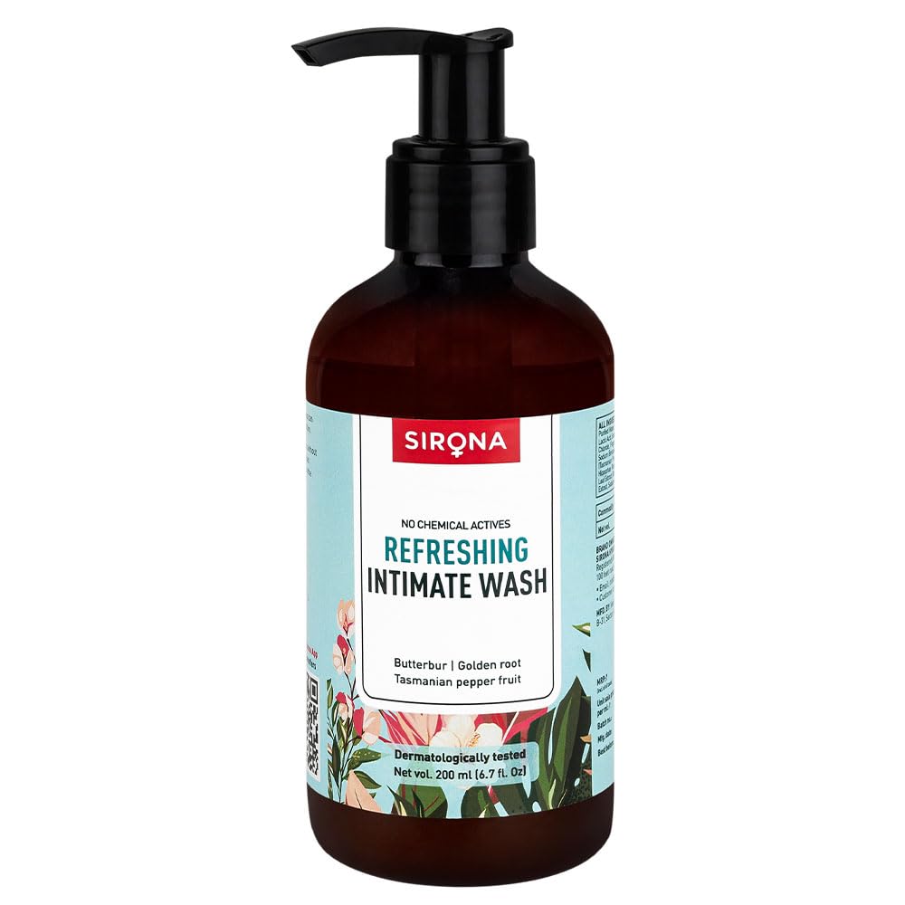 Sirona Natural Refreshing Feminine Wash - 6.7 Fl Oz (200 ml) | No Chemical, No Irritation, pH Balanced Intimate Sirona uk supplements