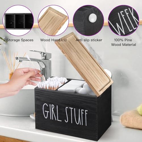 MISTOD Tampons Holder for Bathroom, Pad and Tampon Organizer with Tray Lid, Wooden Feminine MISTOD uk supplements