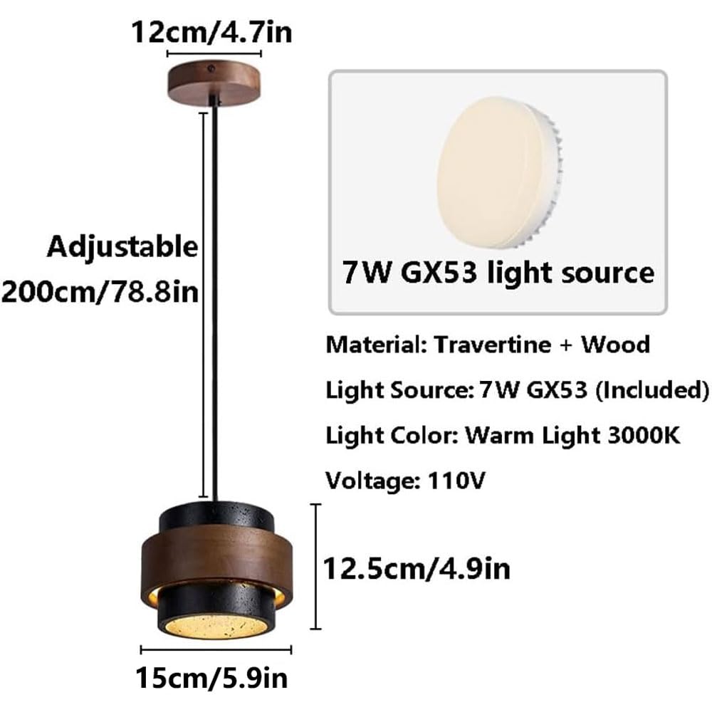 JIANGXMF Nordic Natural Travertine Pendant Light Wabi-sabi Stone Chandelier Retro Industry Hanging Ceiling Lamp for Bedroom Bedside Study Dining Table Lighting (Black) JIANGXMF uk supplements