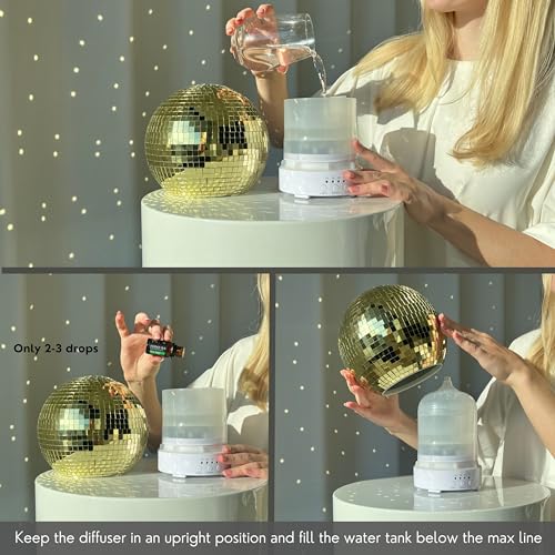 Disco Ball Diffuser Rotating - 300 ML Mirror Ball Oil Diffuser, Essential Oils Diffusers for Home SCANDINORDICA uk supplements