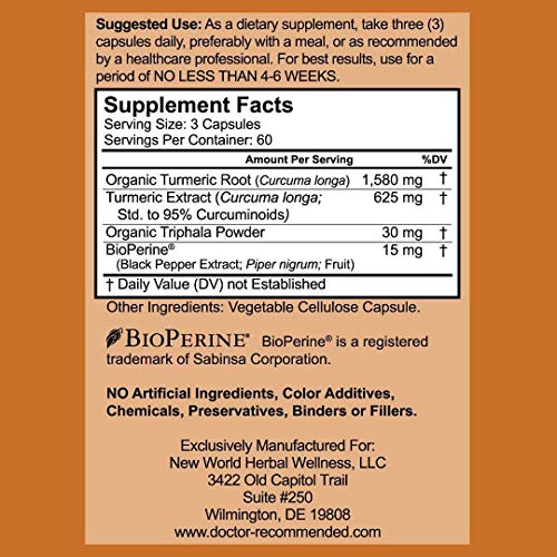 Turmeric Curcumin - 2250mg/d - 95% Curcuminoids - 180 Veggie Caps with Black Pepper DOCTOR RECOMMENDED SUPPLEMENTS uk supplements