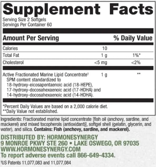Specialized Pro Resolving Mediators - Synergy SPM by RetzlerRx® - SPM's for Joint Comfort, Tissue Health & Minor Discomfort Relief* - Non-GMO - Gluten Free - 120 Softgels HormoneSynergy uk supplements