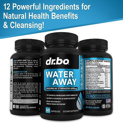 Water Pills Diuretics for Water Retention - Natural Water Away Pills Herbal Diuretic Supplements DR. BO uk supplements