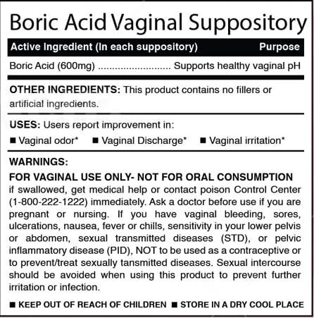 N'More Boric Acid Vaginal Suppositories- 100% Pure - Made in USA- Boricfem Vaginal Health Supplement N'More uk supplements