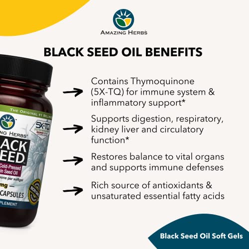 Amazing Herbs Premium Black Seed Oil Capsules - Cold Pressed Nigella Sativa Aids Amazing Herbs uk supplements