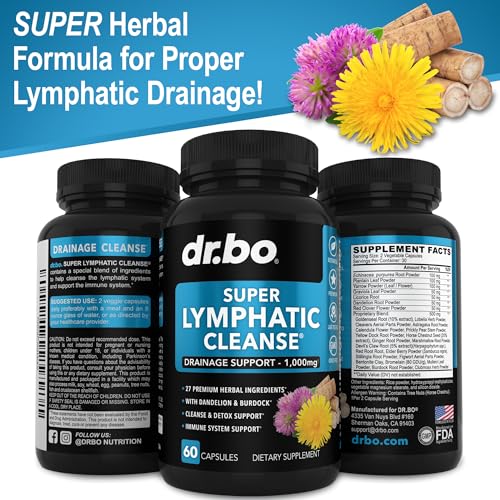 Lymphatic Support Herbal Supplement with Echinacea & Ginger - For Lymph Drainage & Detox DR. BO uk supplements