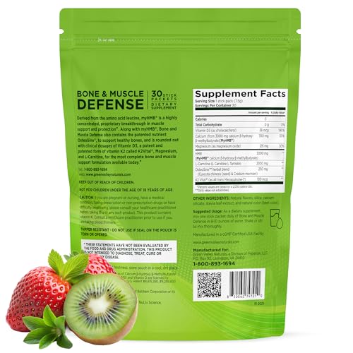 Bone & Muscle Defense Stick Pack | HMB + Leucine Amino Blend for Muscle Support | Protein Growth & Strength Formula for Women & Men | Fertility & Energy Support | Convenient On-the-Go Supplement GREEN VALLEY NATURALS uk supplements