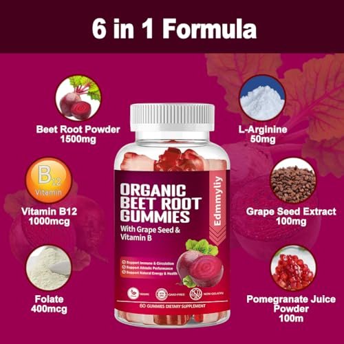 Organic Beet Root Gummies 1500mg for Men Women Beet Root for Athletic, Performance Edmmyliy uk supplements