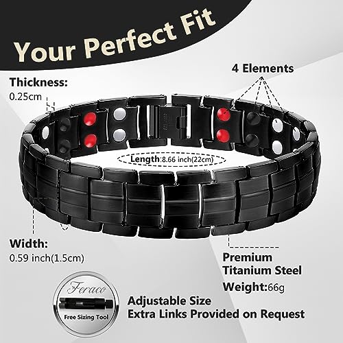Feraco Mens Magnetic Bracelet Titanium Steel Magnetic Bracelet with Double Row 4 Elements Feraco uk supplements