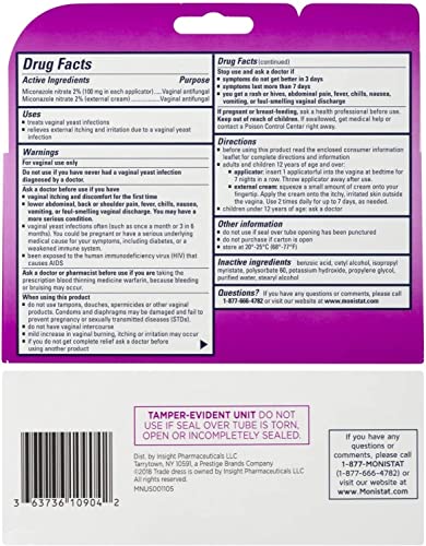 Monistat 7 Simple Cure Feminine Antifungal Cream with RX Strength Cream, 7 Day Treatment Cream Monistat uk supplements