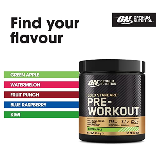 Optimum Nutrition Gold Standard Pre Workout Green Apple Flavoured Powder, 330g Optimum Nutrition uk supplements