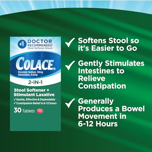 Colace 2-In-1 Stool Softener & Stimulant Laxative Tablets, Gentle Constipation Relief in 6-12 Hours Colace uk supplements
