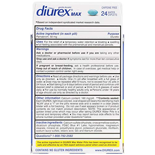 Diurex Max Water Pills - Maximum Strength Caffeine Free Diuretic - Relieve Water Bloat - 24 Count Diurex uk supplements