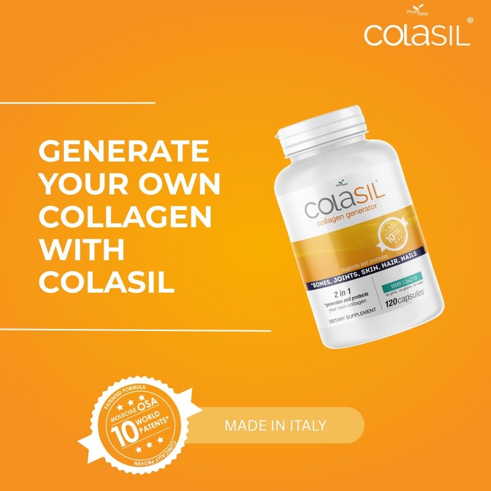Colasil Collagen Booster Capsules – Organic Silica (OSA) + Hydrolyzed Collagen Generator for Hair, Skin, Nails, Bones & Joints – High Absorption, Non-GMO, Allergen-Free, 120 Capsules (60-Day Supply) Colasil uk supplements