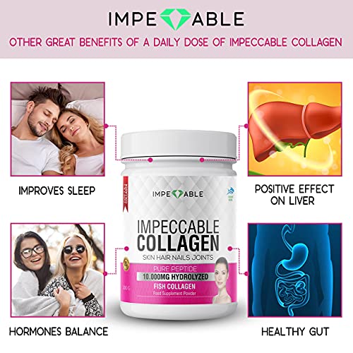 IMPECCABLE Collagen Premium 10.000 mg Pure peptide hydrolyzed Marine Collagen Powder Impeccable uk supplements