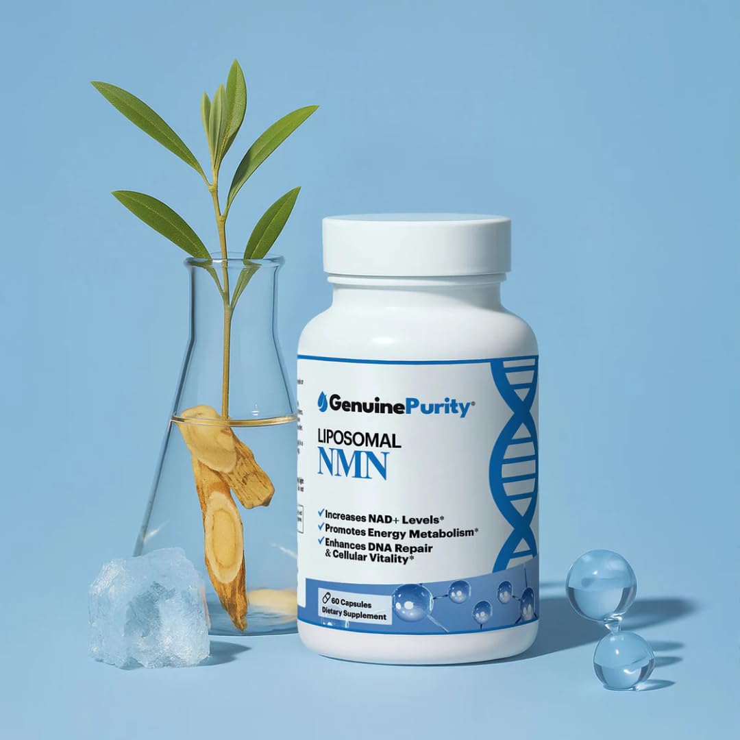 GenuinePurity - 250mg Liposomal NMN Supplement - 60 Vegan Capsules to Support NAD+ Production, Cellular Energy & Healthy Aging - Nicotinamide Mononucleotide for Metabolic Wellness & Immune Support GenuinePurity uk supplements