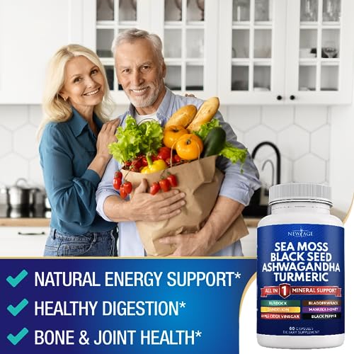 Silica Sea Moss 3000mg Black Seed Oil 2000mg Ashwagandha 1000mg Turmeric 1000mg NEW AGE uk supplements