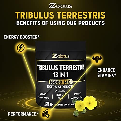13in1 Tribulus Terrestris Capsules - 16000mg Per Serving with Maca, Horny Goat Weed Zolotus uk supplements
