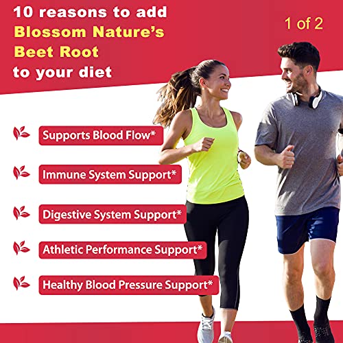 Organic Beet Root Powder 1350mg with Black Pepper-Nitric Oxide Booster, Digestive System Blossom Nature uk supplements