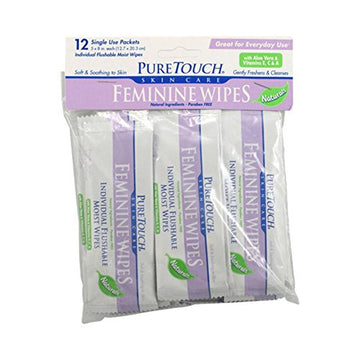 Puretouch Skin Care Individual Flushable Moist Feminine Wipes, 12 Count Puretouch Skin Care uk supplements