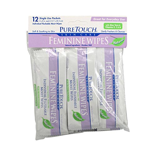 Puretouch Skin Care Individual Flushable Moist Feminine Wipes, 12 Count Puretouch Skin Care uk supplements