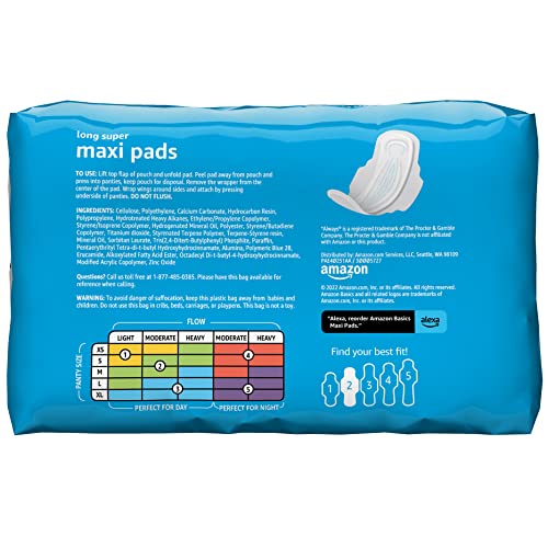 Amazon Basics Thick Maxi Pads with Flexi-Wings for Periods, Long Length, Super Absorbency Amazon Basics uk supplements