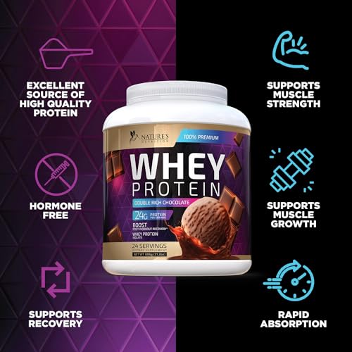 Whey Protein Powder 24g - Chocolate Ice Cream Whey Isolate Protein for Muscle Growth Nature's Nutrition uk supplements