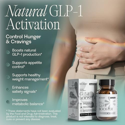 BIOMA GLP-1 Booster - Natural Appetite Control Supplement with Clinically Proven Probiotics, Prebiotics & Postbiotics - Support Weight Management & Satiety, (60 Capsules - 30 Day Supply) BIOMA uk supplements