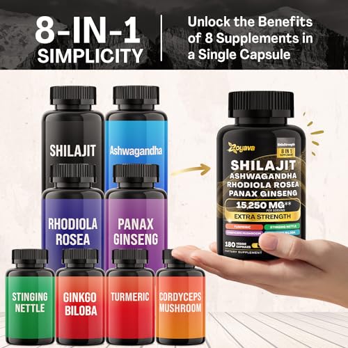 Zoyava Shilajit 9000MG Radiant Health Blend Ashwagandha 2000MG Rhodiola Rosea Zoyava uk supplements