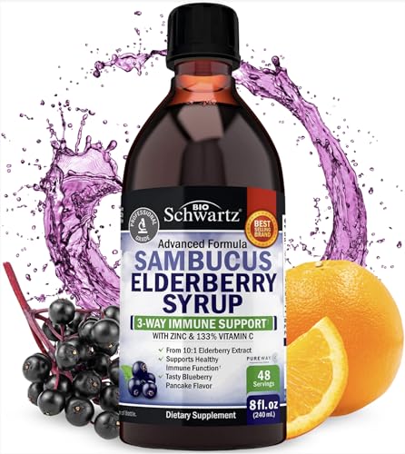 Elderberry Syrup for Kids and Adults - Natural Immune Support with Zinc and Vitamin C BioSchwartz uk supplements