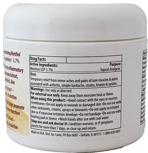 Luxis Arnica Pain Relief Cream - Soothing Arnica Combined with Powerful Menthol - Topical analgesic - 3 oz Luxis uk supplements
