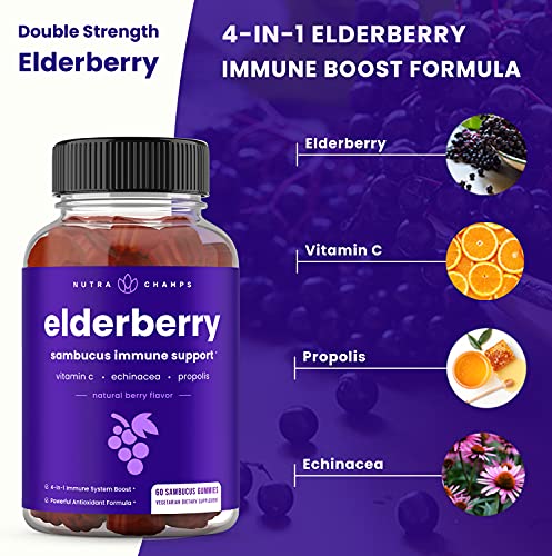 Elderberry Gummies | Sambucus Elderberry Gummies for Adults & Kids | Vitamin C NutraChamps uk supplements
