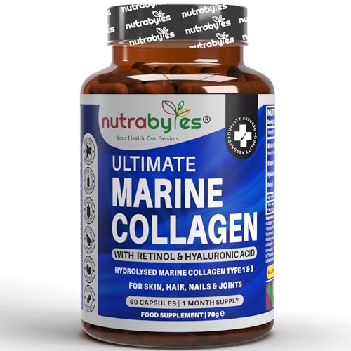 High Strength Marine Collagen with Hyaluronic Acid, Retinol and Vitamin C NUTRABYTES uk supplements