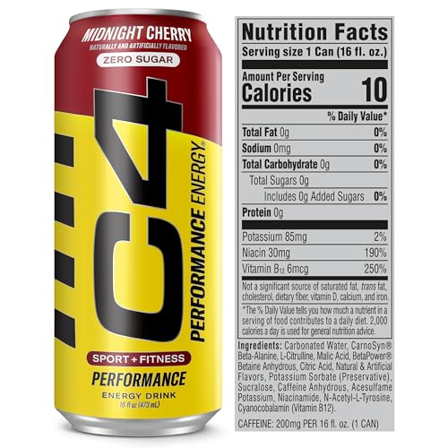 C4 Energy Carbonated Zero Sugar Energy Drink, Pre Workout Drink + Beta Alanine, Midnight Cellucor uk supplements