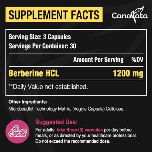 Berberine Supplement 1200mg Berberine HCL - High Bioavailability Microbeadlet Complex Canarata uk supplements