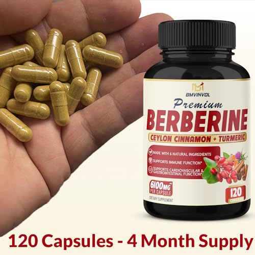BMVINVOL Premium Berberine HCl 6-in1 Equivalent 6100mg - 120 Capsules - Plus Ceylon BMVINVOL uk supplements