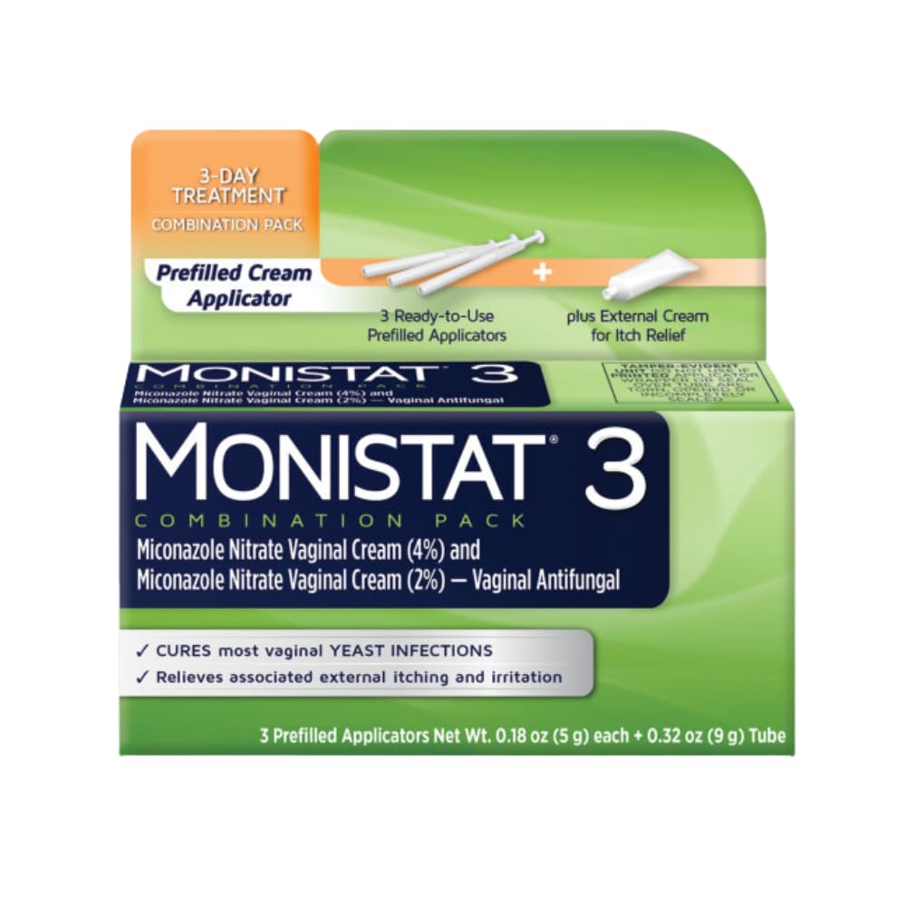 Monistat 3 Vaginal Cream, 3-Day Treatment Combination Pack, 3 Ovule Inserts and External Cream Monistat uk supplements