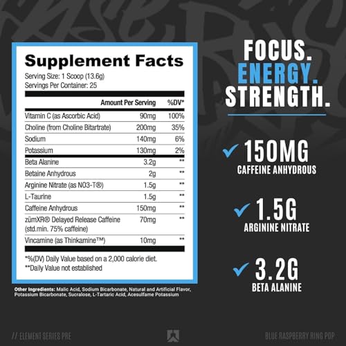 Ryse Element Series Pre-Workout | Everyday Pre-Workout | Beta Alanine, NO3-T Nitrates RYSE Up Supplements uk supplements